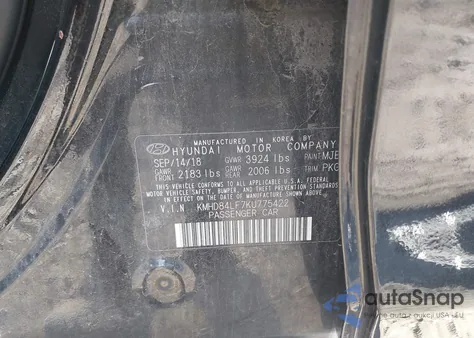 2019 Hyundai Elantra Value Edition from USA, damaged, VIN KMHD84LF7KU775422